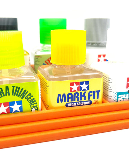 Anti-Tip 3D Printed Tamiya Glue Bottle Holder 6 Square with Rubber Feet Tamiya 87038 87182