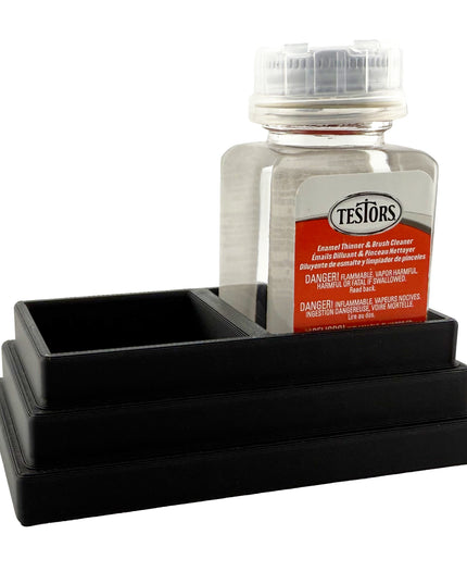 Jeff Did It! - Testors Brush Cleaner Holder 1.75oz Bottle - Holds 2 Bottles - Anti-Slip Rubber Feet - 3D Printed - Made in the USA