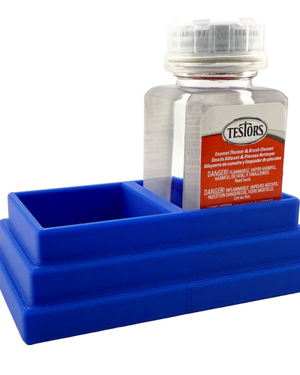 Jeff Did It! - Testors Brush Cleaner Holder 1.75oz Bottle - Holds 2 Bottles - Anti-Slip Rubber Feet - 3D Printed - Made in the USA