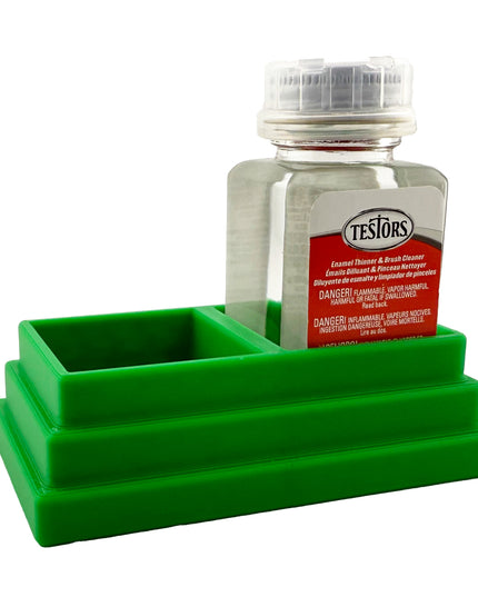 Jeff Did It! - Testors Brush Cleaner Holder 1.75oz Bottle - Holds 2 Bottles - Anti-Slip Rubber Feet - 3D Printed - Made in the USA