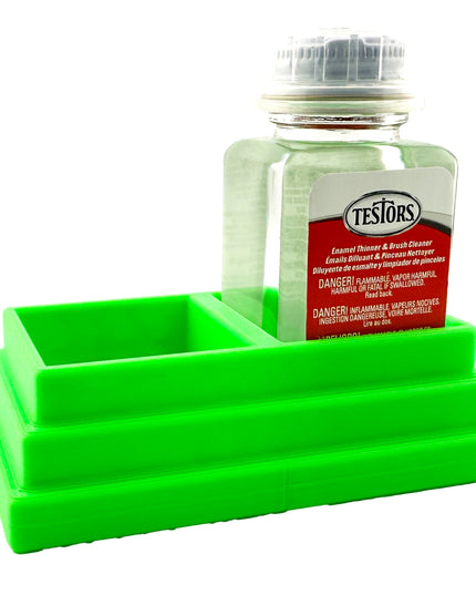 Jeff Did It! - Testors Brush Cleaner Holder 1.75oz Bottle - Holds 2 Bottles - Anti-Slip Rubber Feet - 3D Printed - Made in the USA