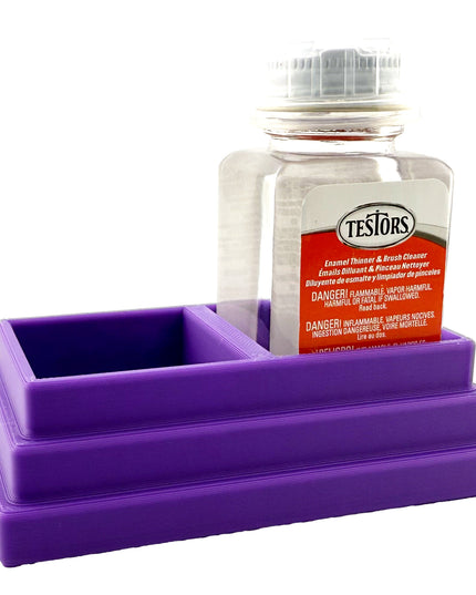 Jeff Did It! - Testors Brush Cleaner Holder 1.75oz Bottle - Holds 2 Bottles - Anti-Slip Rubber Feet - 3D Printed - Made in the USA