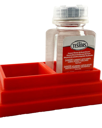 Jeff Did It! - Testors Brush Cleaner Holder 1.75oz Bottle - Holds 2 Bottles - Anti-Slip Rubber Feet - 3D Printed - Made in the USA