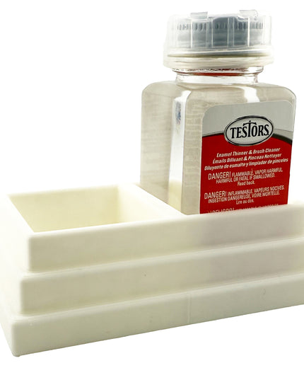 Jeff Did It! - Testors Brush Cleaner Holder 1.75oz Bottle - Holds 2 Bottles - Anti-Slip Rubber Feet - 3D Printed - Made in the USA