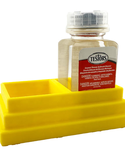 Jeff Did It! - Testors Brush Cleaner Holder 1.75oz Bottle - Holds 2 Bottles - Anti-Slip Rubber Feet - 3D Printed - Made in the USA
