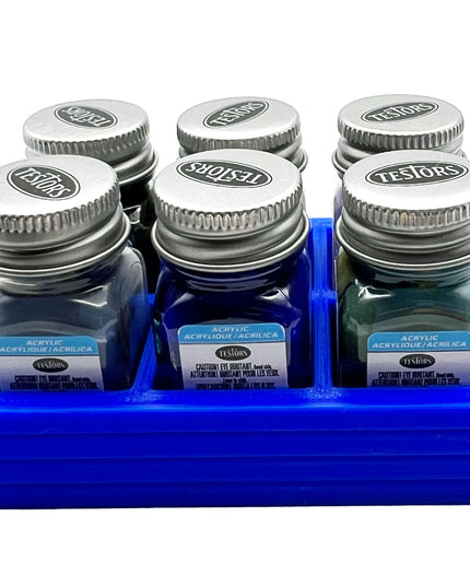 Jeff Did It! .25 oz Square Bottle Paint Bottle Holder - Holds 6 Bottles - Compatible with Testors .25 oz Bottle - Anti-Slip Rubber Feet - 3D Printed - Holder Only