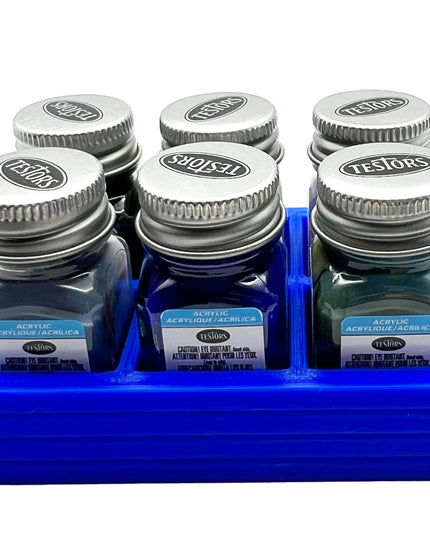 Jeff Did It! .25 oz Square Bottle Paint Bottle Holder - Holds 6 Bottles - Compatible with Testors .25 oz Bottle - Anti-Slip Rubber Feet - 3D Printed - Holder Only