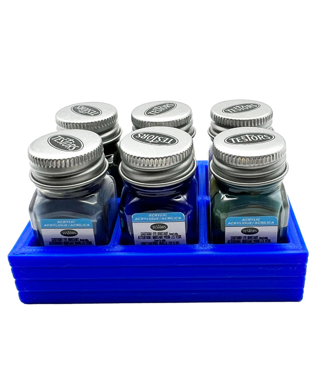 Jeff Did It! .25 oz Square Bottle Paint Bottle Holder - Holds 6 Bottles - Compatible with Testors .25 oz Bottle - Anti-Slip Rubber Feet - 3D Printed - Holder Only