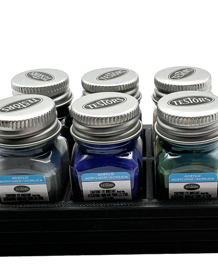 Jeff Did It! .25 oz Square Bottle Paint Bottle Holder - Holds 6 Bottles - Compatible with Testors .25 oz Bottle - Anti-Slip Rubber Feet - 3D Printed - Holder Only