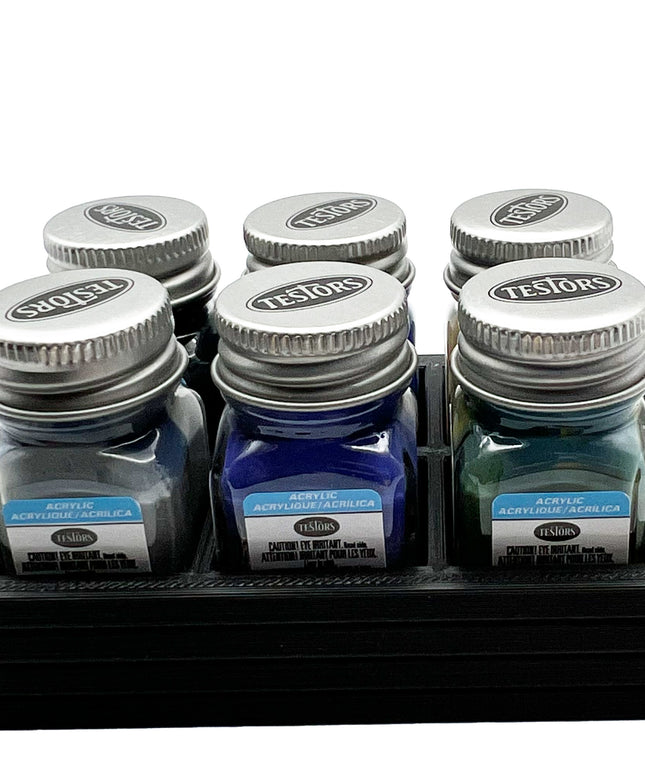Jeff Did It! .25 oz Square Bottle Paint Bottle Holder - Holds 6 Bottles - Compatible with Testors .25 oz Bottle - Anti-Slip Rubber Feet - 3D Printed - Holder Only