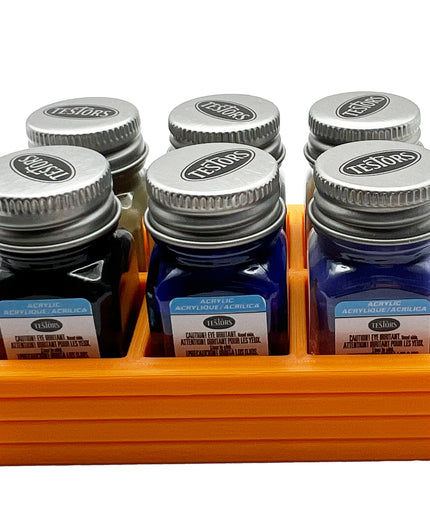 Jeff Did It! .25 oz Square Bottle Paint Bottle Holder - Holds 6 Bottles - Compatible with Testors .25 oz Bottle - Anti-Slip Rubber Feet - 3D Printed - Holder Only