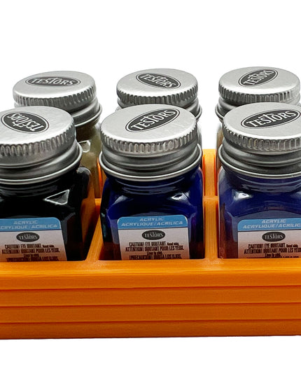 Jeff Did It! .25 oz Square Bottle Paint Bottle Holder - Holds 6 Bottles - Compatible with Testors .25 oz Bottle - Anti-Slip Rubber Feet - 3D Printed - Holder Only