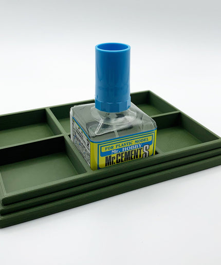 Anti-Tip 3D Printed Mr Hobby Cement Glue Weathering 6 Bottle Holder with Rubber Feet