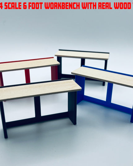 1/24 Scale 6 Foot Work Bench with Real Wood Top Surface Perfect Edition for your Scale Garage, Doll house or Diorama