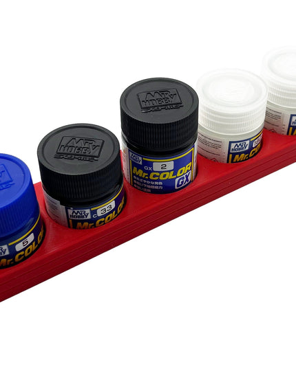 Mr Hobby 10ml & 18ml Paint Bottle Holder Long - Holds 5 Mr Color 10ml or 18ml Bottles with Anti-Slip Rubber Feet - 3D Printed