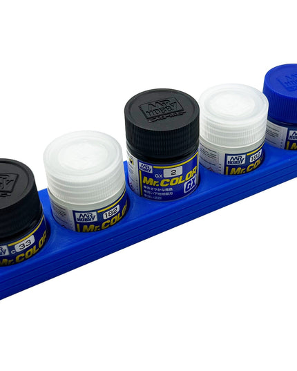 Mr Hobby 10ml & 18ml Paint Bottle Holder Long - Holds 5 Mr Color 10ml or 18ml Bottles with Anti-Slip Rubber Feet - 3D Printed