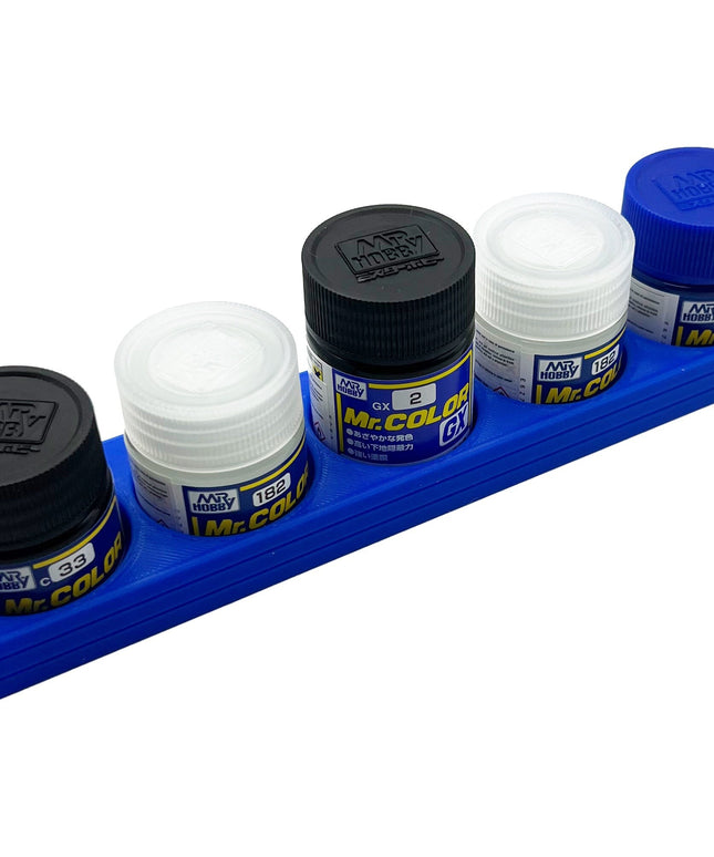 Mr Hobby 10ml & 18ml Paint Bottle Holder Long - Holds 5 Mr Color 10ml or 18ml Bottles with Anti-Slip Rubber Feet - 3D Printed