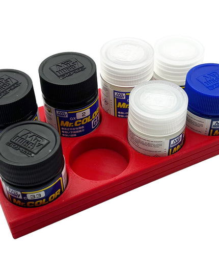 Mr Hobby 10ml and 18ml Paint Bottle Holder Long - Holds 8 Mr Color 10ml or 18ml Bottles with Anti-Slip Rubber Feet - 3D Printed
