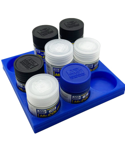 Mr Hobby 10ml & 18ml Paint Bottle Holder Long - Holds 9 Mr Color 10ml or 18ml Bottles with Anti-Slip Rubber Feet - 3D Printed