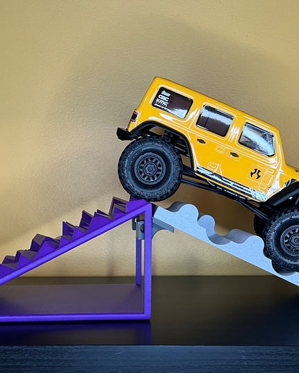1/24th Ramp Peaked Terrain with Up / Down Ramp - Monster Truck - Crawler Scale - Works as Display Stand - Anti Slip Rubber Feet - Expandable