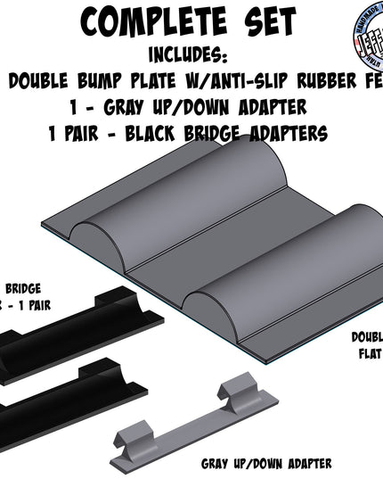 1/16- 1/18th Up / Down Plate - Flat / Bridge Plate - Double Bump - Monster Truck - Crawler Scale - Anti Slip Rubber Feet - Expandable