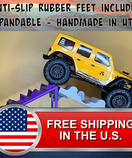 1/24th Ramp Peaked Terrain with Up / Down Ramp - Monster Truck - Crawler Scale - Works as Display Stand - Anti Slip Rubber Feet - Expandable