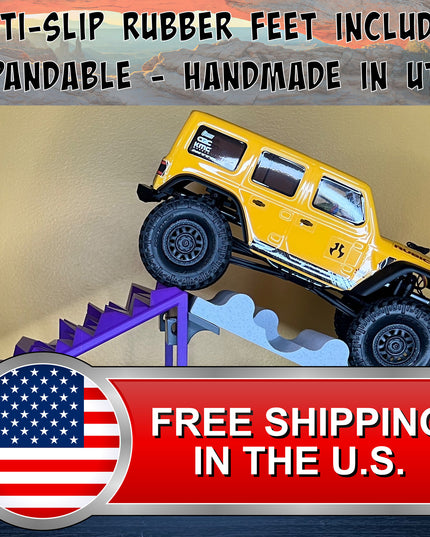 1/24th Ramp Peaked Terrain with Up / Down Ramp - Monster Truck - Crawler Scale - Works as Display Stand - Anti Slip Rubber Feet - Expandable