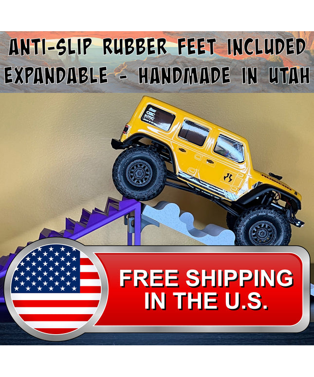 1/24th Ramp Peaked Terrain with Up / Down Ramp - Monster Truck - Crawler Scale - Works as Display Stand - Anti Slip Rubber Feet - Expandable