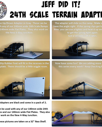 1/24th Set 2 Ramp Set - 5 Ramps - Monster Truck - Crawler Scale - Anti Slip Rubber Feet - Expandable