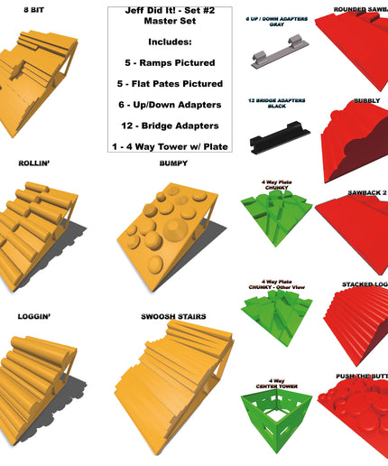 1/24th The Master Set 2 Ramp and Bridge Set - 5 Ramps and 5 Bridge Plates - Monster Truck - Crawler Scale - Anti Slip Rubber Feet - Expandable