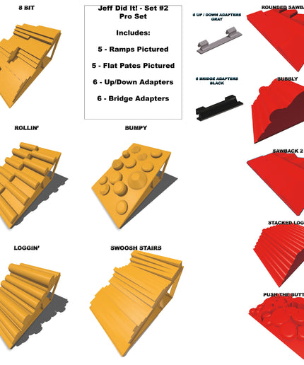 1/24th Pro Set 2 Ramp and Bridge Set - 5 Ramps and 5 Bridge Plates - Monster Truck - Crawler Scale - Anti Slip Rubber Feet - Expandable