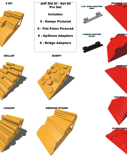 1/24th Pro Set 2 Ramp and Bridge Set - 5 Ramps and 5 Bridge Plates - Monster Truck - Crawler Scale - Anti Slip Rubber Feet - Expandable