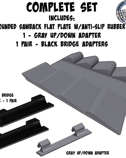 1/16- 1/18th Up / Down Plate - Flat / Bridge Plate - Rounded Sawback - Monster - Crawler Scale - Anti Slip Rubber Feet - Expandable