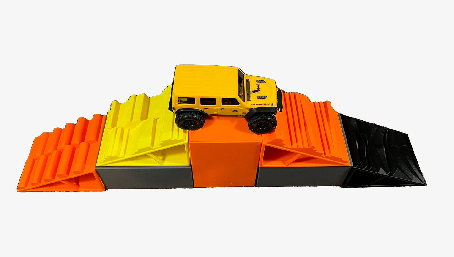 1/24th Ramp Level Up! Set 1 DUO KOTH - Ramp Set - 4 Ramps, 2 Level Ups & 1 Center Tower w 2 Plates - Crawler Scale - Anti Slip Rubber Feet