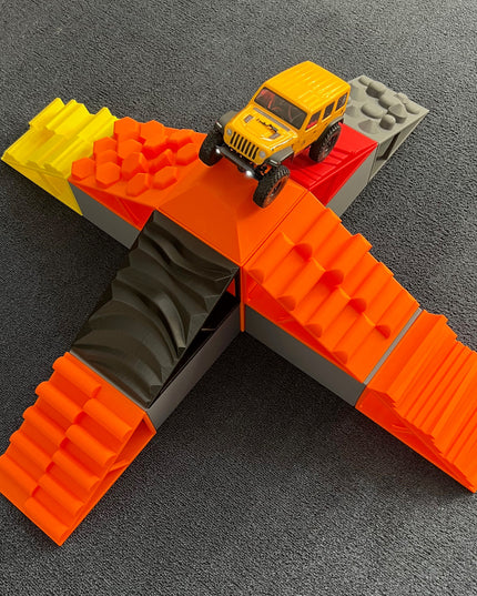 1/24th Ramp Level Up! Set 2 QUAD KOTH - Ramp Set - 8 Ramps, 4 Level Ups & 1 Center Tower w 2 Plates - Crawler Scale - Anti Slip Rubber Feet