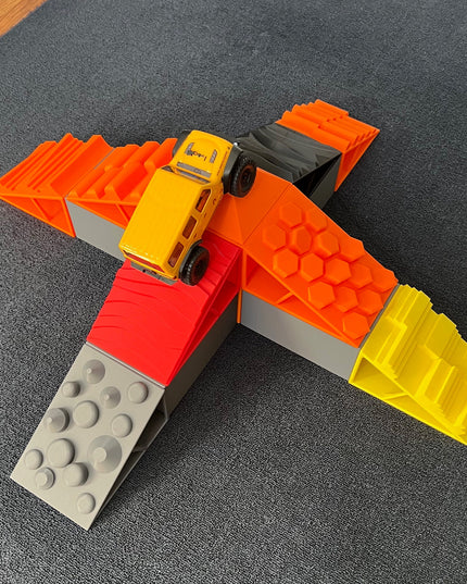 1/24th Ramp Level Up! Set 2 QUAD KOTH - Ramp Set - 8 Ramps, 4 Level Ups & 1 Center Tower w 2 Plates - Crawler Scale - Anti Slip Rubber Feet