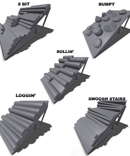 1/16-1/18th Set 2 Ramp Set - 5 Ramps - Monster Truck - Crawler Scale - Anti Slip Rubber Feet - Expandable