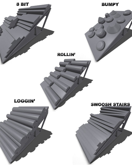 1/16-1/18th Set 2 Ramp Set - 5 Ramps - Monster Truck - Crawler Scale - Anti Slip Rubber Feet - Expandable