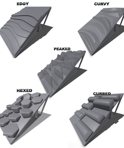 1/16-1/18th Set 1 Ramp Set - 5 Ramps - Monster Truck - Crawler Scale - Anti Slip Rubber Feet - Expandable