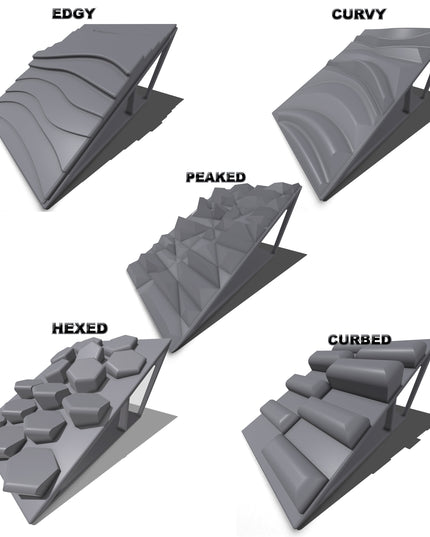 1/16-1/18th Set 1 Ramp Set - 5 Ramps - Monster Truck - Crawler Scale - Anti Slip Rubber Feet - Expandable