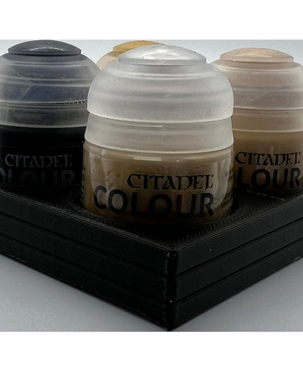 Citadel Colour 33mm Paint Bottle Holder Square - Holds 4 Citadel Colour 33mm Bottles - With Anti-Slip Rubber Feet - 3D Printed