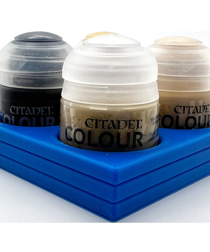 Citadel Colour 33mm Paint Bottle Holder Square - Holds 4 Citadel Colour 33mm Bottles - With Anti-Slip Rubber Feet - 3D Printed