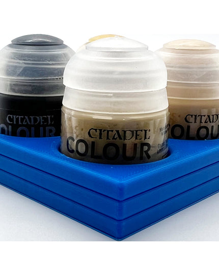 Citadel Colour 33mm Paint Bottle Holder Square - Holds 4 Citadel Colour 33mm Bottles - With Anti-Slip Rubber Feet - 3D Printed