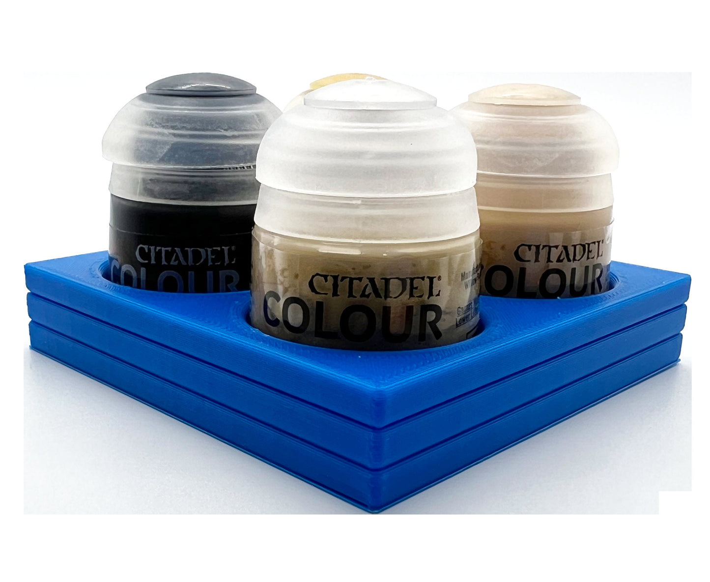 Citadel Colour 33mm Paint Bottle Holder Square - Holds 4 Citadel Colour 33mm Bottles - With Anti-Slip Rubber Feet - 3D Printed