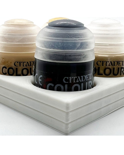 Citadel Colour 33mm Paint Bottle Holder Square - Holds 4 Citadel Colour 33mm Bottles - With Anti-Slip Rubber Feet - 3D Printed