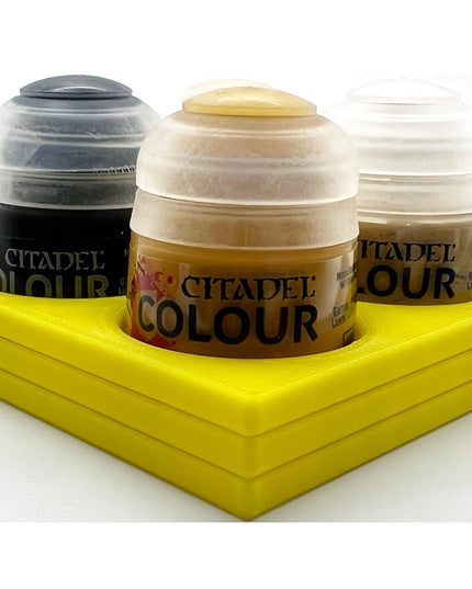 Citadel Colour 33mm Paint Bottle Holder Square - Holds 4 Citadel Colour 33mm Bottles - With Anti-Slip Rubber Feet - 3D Printed
