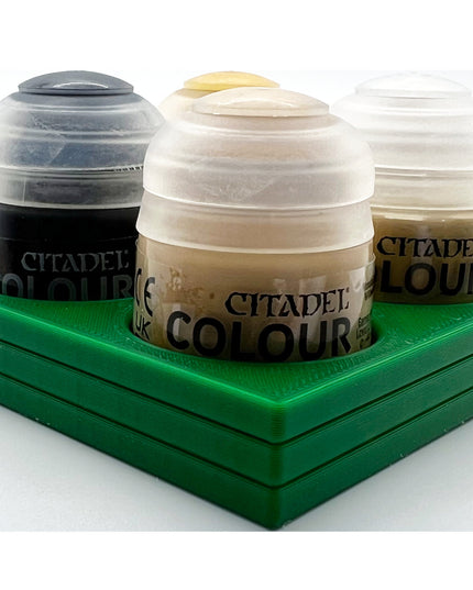 Citadel Colour 33mm Paint Bottle Holder Square - Holds 4 Citadel Colour 33mm Bottles - With Anti-Slip Rubber Feet - 3D Printed