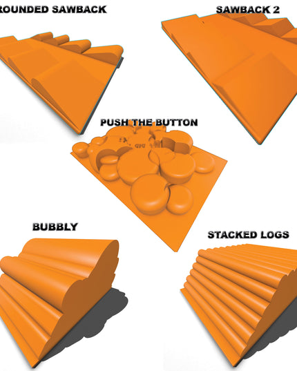 1/16-1/18th Set12 Flat Flat / Bridge Plate Set - 5 Bridge Plates - Monster Truck - Crawler Scale - Anti Slip Rubber Feet - Expandable