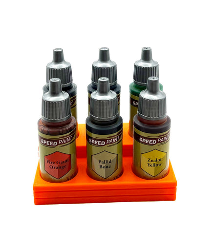 The Army Painter 17mm Paint Bottle Holder / Stand Stepped - Holds 6 The Army Painter 17mm Bottles with Anti-Slip Rubber Feet - 3D Printed
