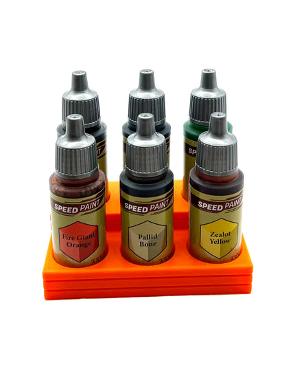 The Army Painter 17mm Paint Bottle Holder / Stand Stepped - Holds 6 The Army Painter 17mm Bottles with Anti-Slip Rubber Feet - 3D Printed
